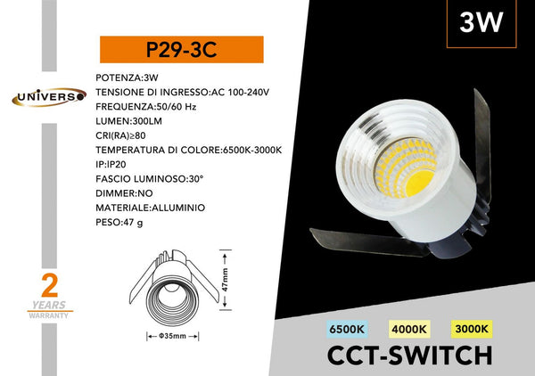 Mini Faretto Da Soffitto Universo – P29-3C