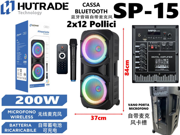 SP-15 CASSA BLUETOOTH CON MICROFONO /FM DA 200W