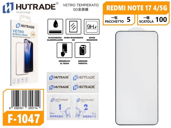 F-1047 PELLICOLA DI VETRO 5D REDMI NOTE 17 4G/5G