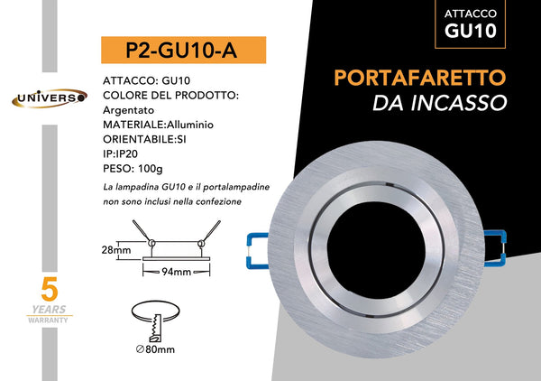 Porta Faretto Universo – P2-A