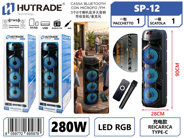 SP-12 CASSA BLUETOOTH CON MICROFONO /FM DA 280W