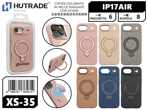 XS-35 COVER COLORATA IN PELLE MAGSAFE CON STAND IP17 AIR