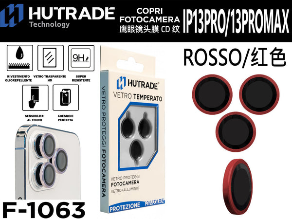 PELLICOLA DI VETRO PER FOTOCAMERA IP13 PRO/13 PRO MAX ROSSO