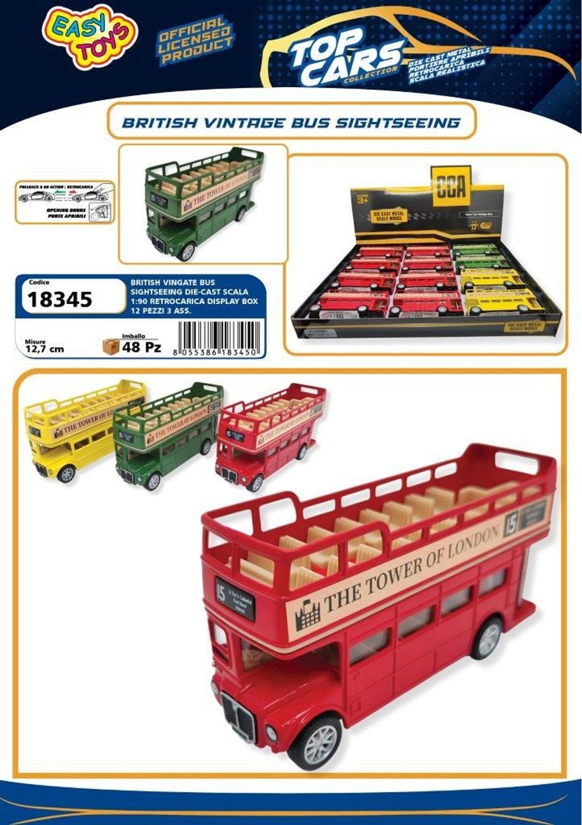 British Vintage Bus Sightseeing, modellino giocattolo