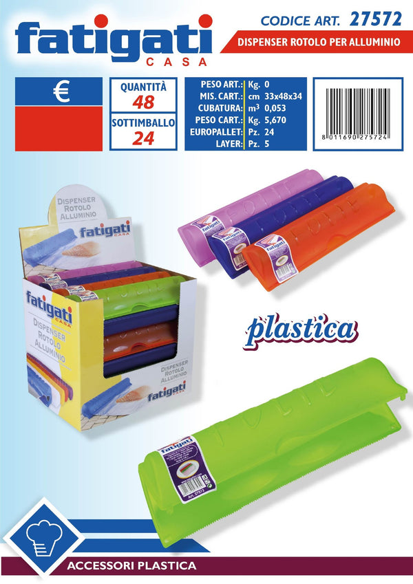 Dispenser in plastica per rotolo di alluminio