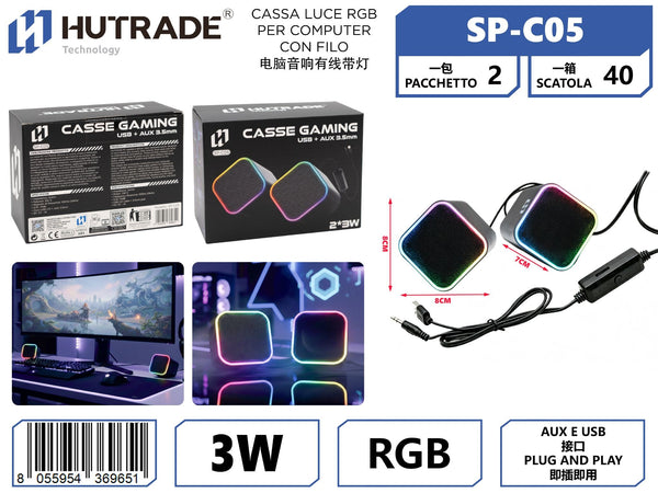 SP-C05 CASSA PER COMPUTER CON FILO LUCE RGB