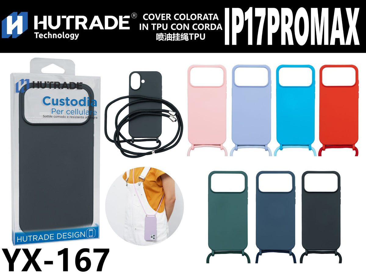 COVER COLORATA IN TPU CON CORDA IP17PROMAX/IP18PROMAX – YX167 144027