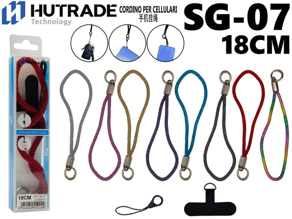 CORDA PER CELLULARE BRILLANTINATA CON PATCH DI INSERIMENTO DA 18CM – SG07