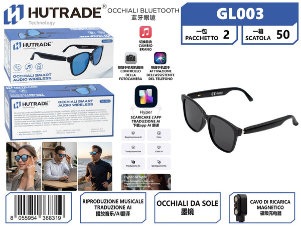 GL003 OCCHIALI BLUETOOTH LENTI