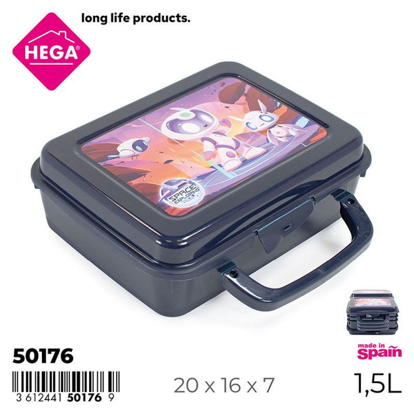 SANDWICHIERA COLONIA RETTANGOLARE IML AVVENTURA SPAZIALE CON MANIGLIA 20 cm. BLU