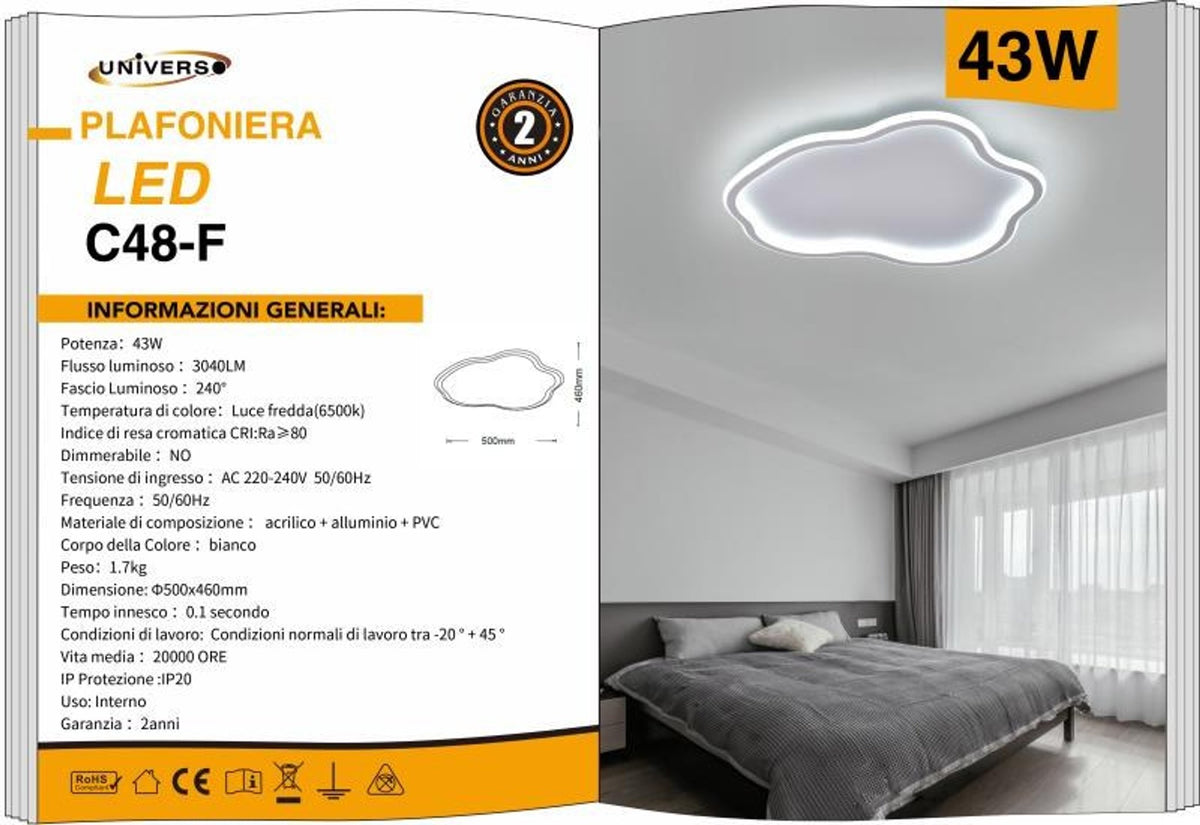 Lampada Da Soffitto Bianco Universo – C48-F