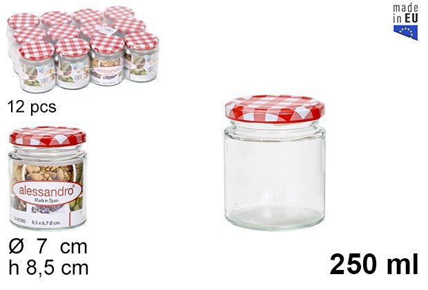 Barattolo tondo in vetro con coperchio vichy 250 ml