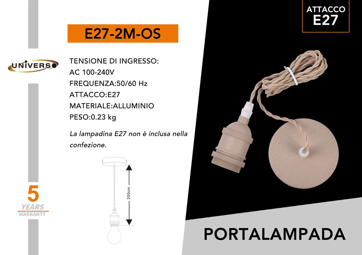 Portalampada con cavo – E27-2M-OS