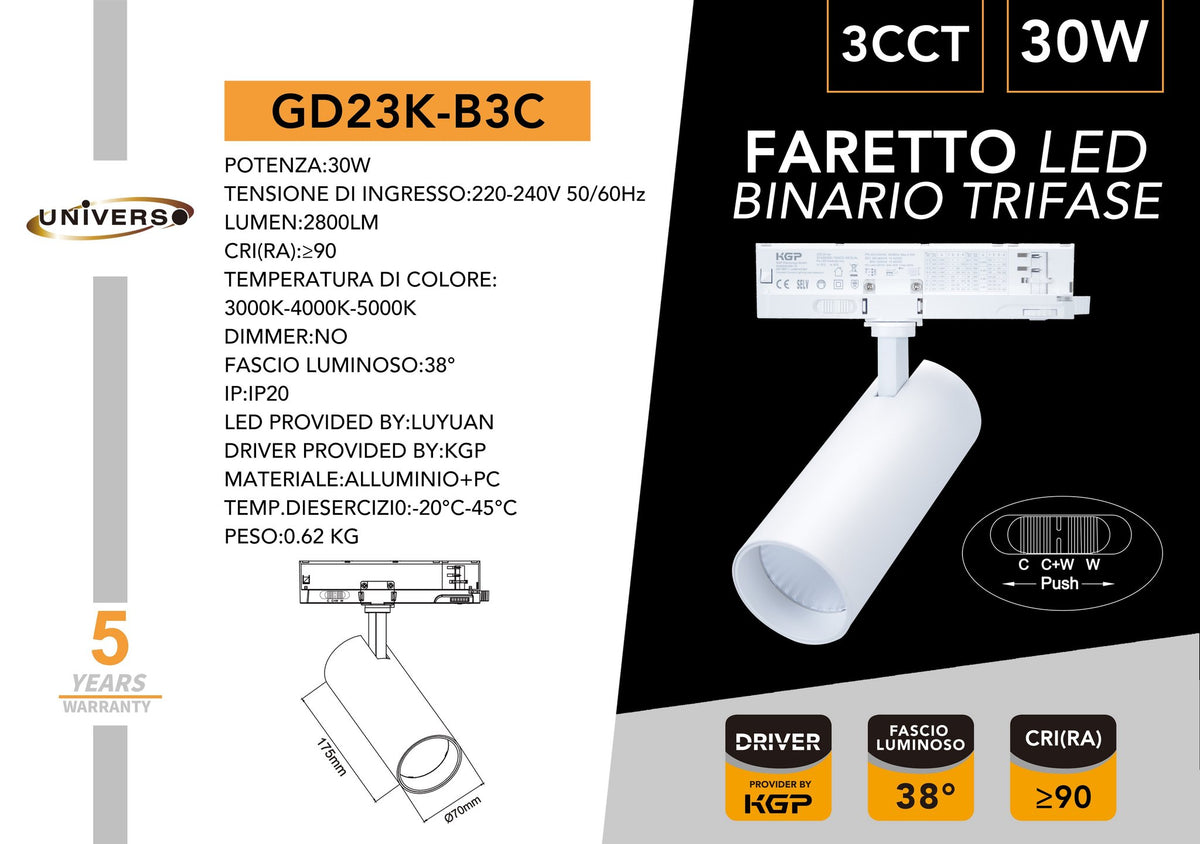 Faretto Pista Universo – GD23K-B3C