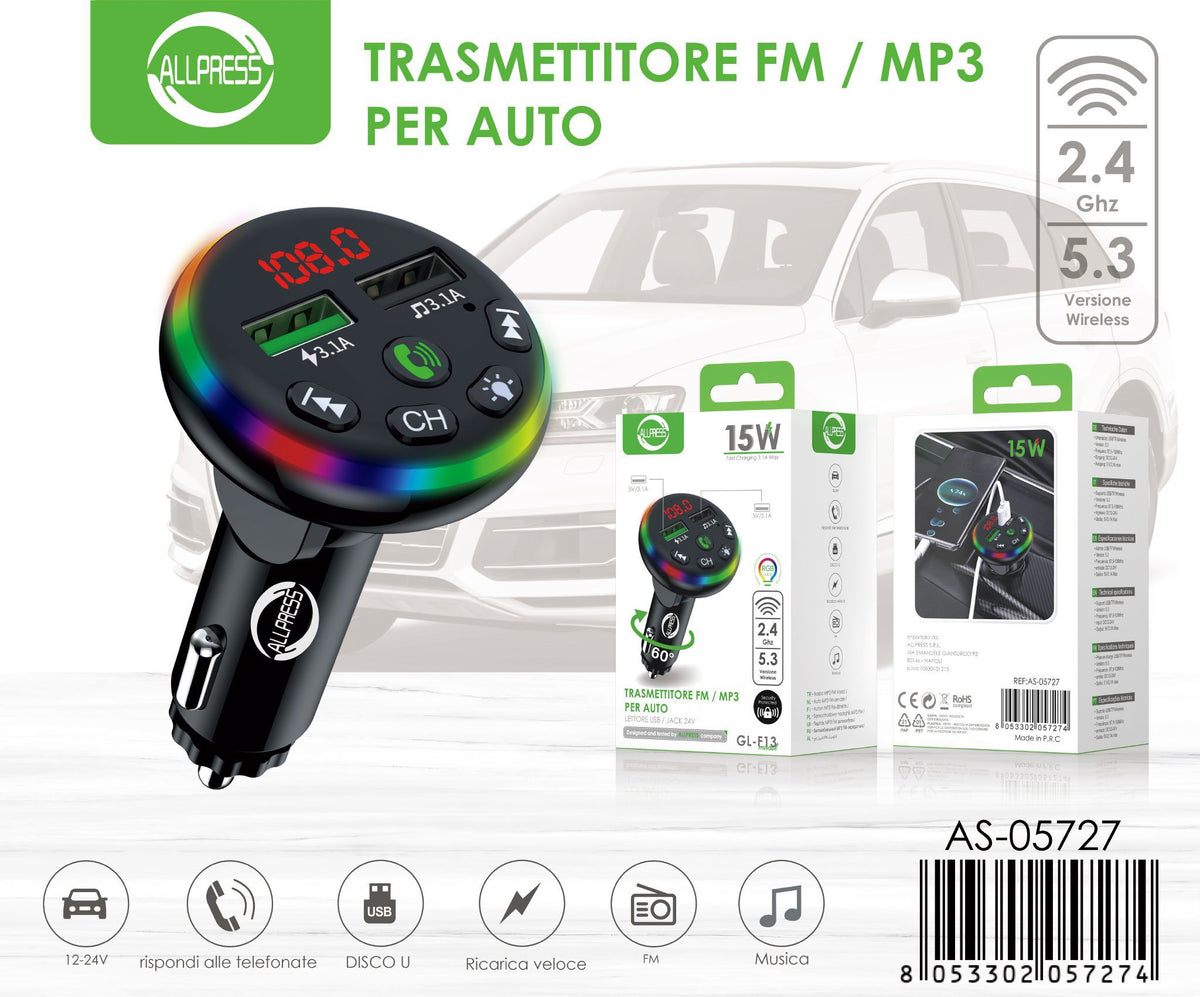 Trasmettitore FM Bluetooth F13 per auto