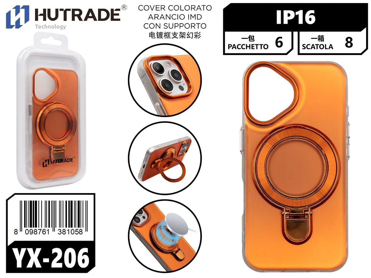 YX-206 COVER COLORATO ARANCIO IMD CON SUPPORTO IP16
