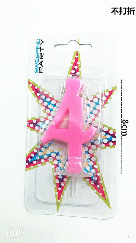 Candelina 9 cm Nr.4 Colore Rosa