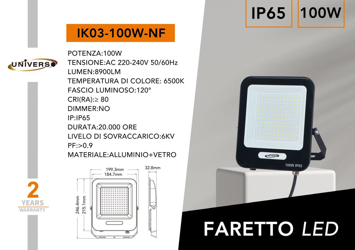 Proiettore LED – IK03-100W-NF