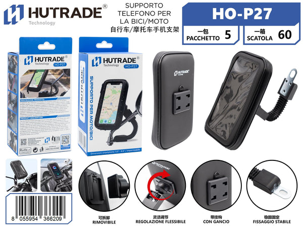 HO-P27 SUPPORTO TELEFONO PER LA BICI MOTO AD BORSA IMPERMEABILE