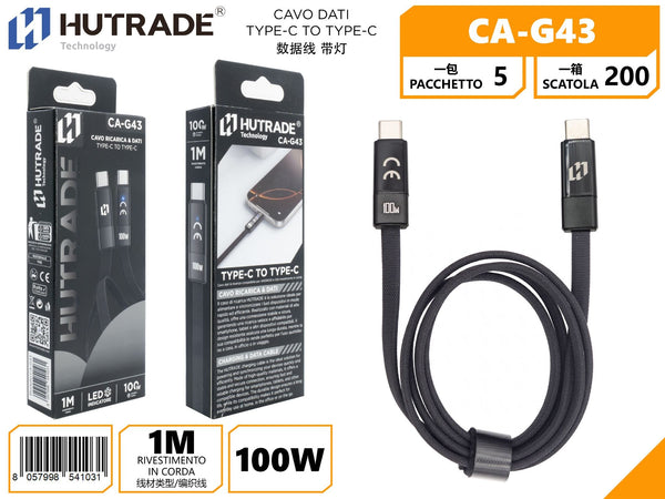 CA-G43 1M CAVO DATI TYPE-C TO TYPE-C 100W CON LED