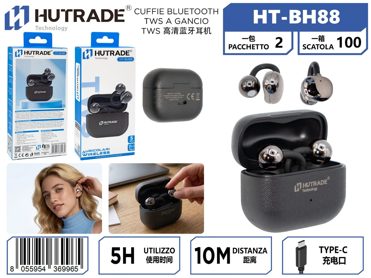 HT-BH88 AURICOLARE BLUETOOTH TWS A GANCIO