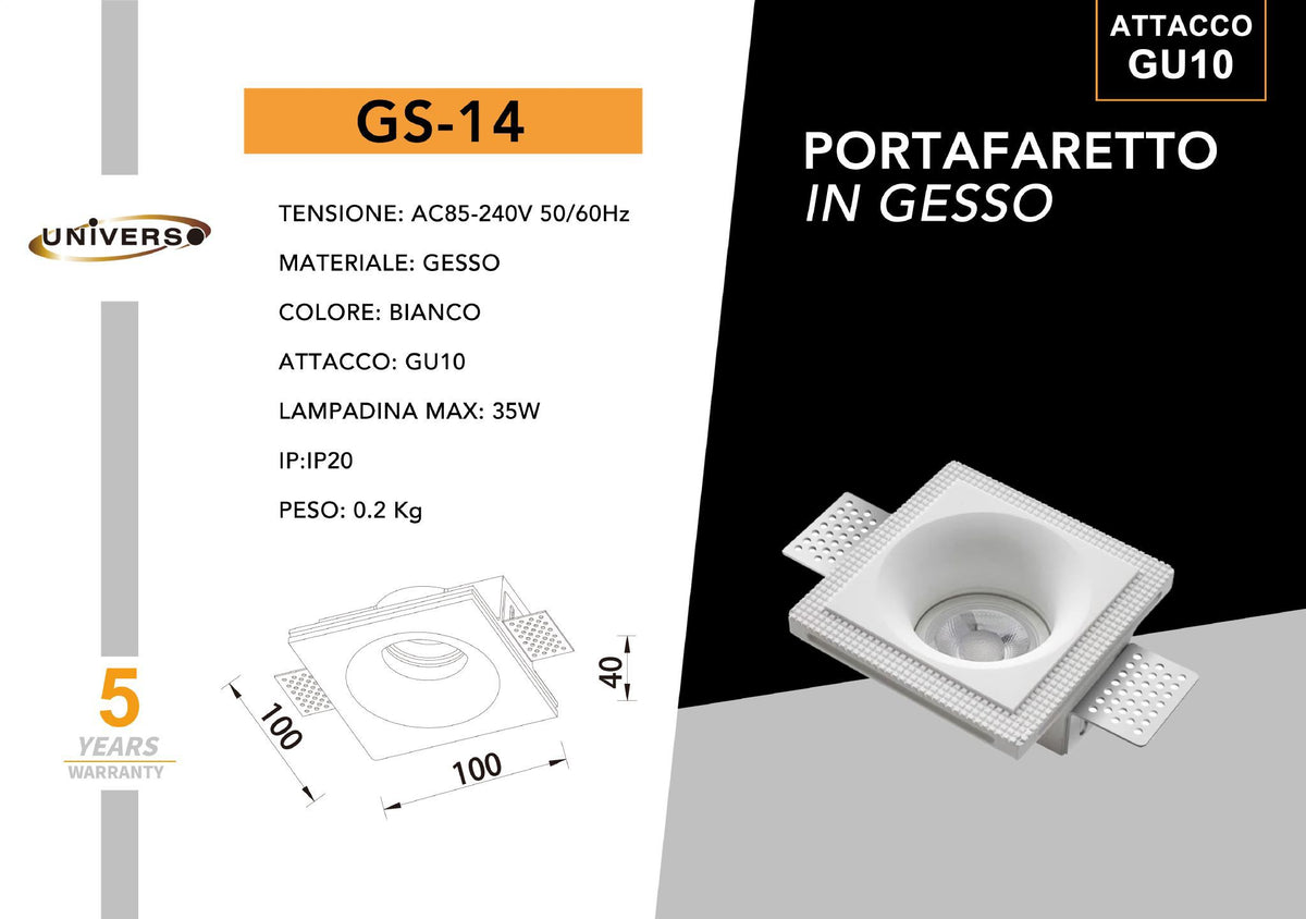 Porta Faretto In Gesso Universo – GS-14
