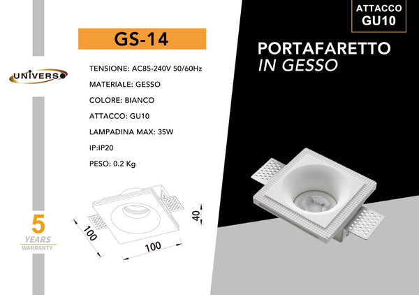Porta Faretto In Gesso Universo – GS-14
