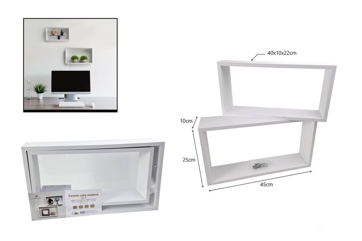 Ripiano cubo in legno s/2 assort.
