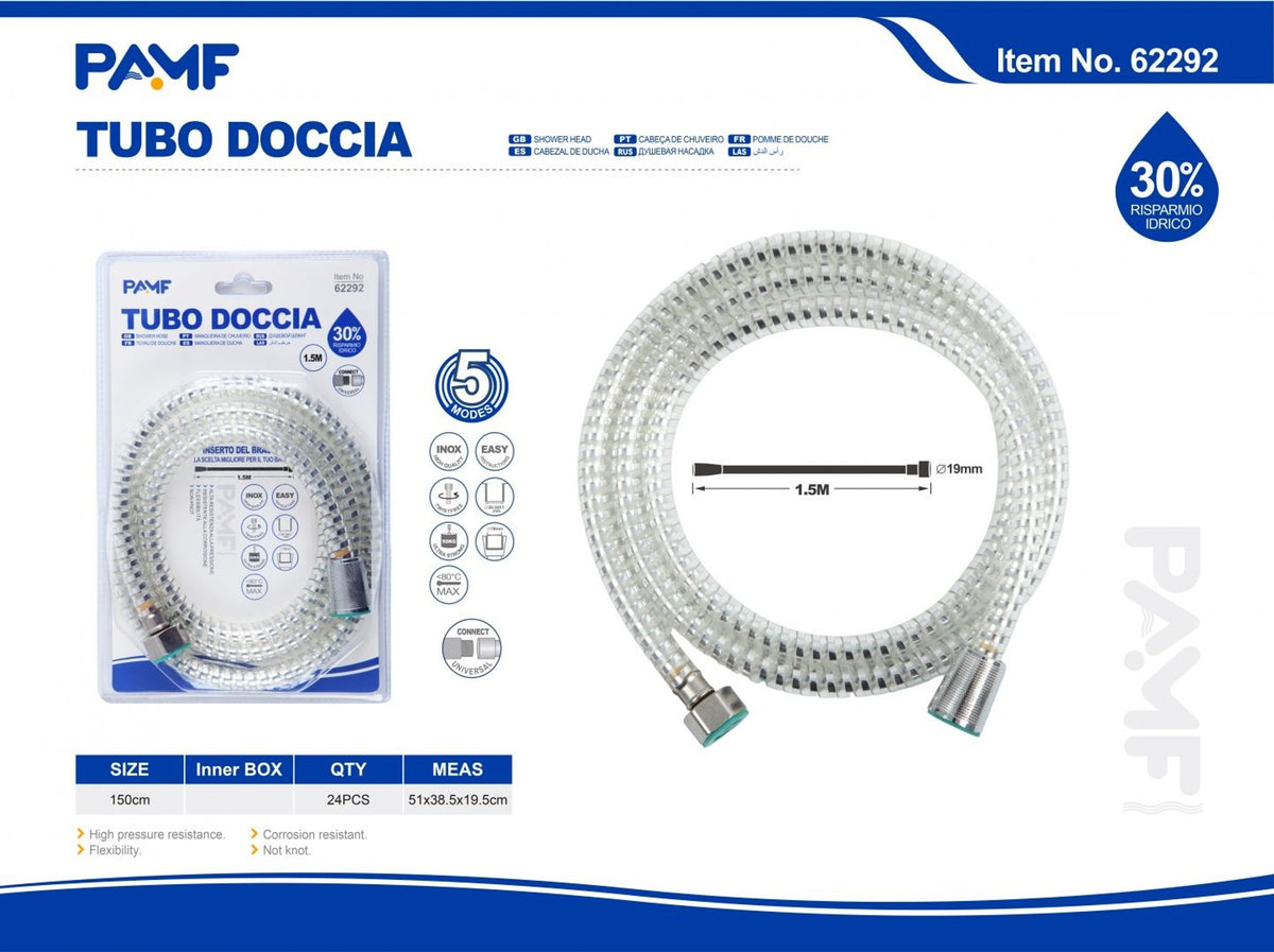 Tubo doccia con finitura a filo argento