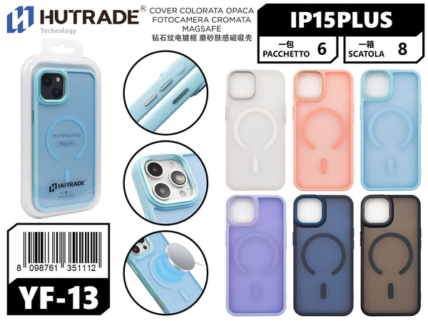 YF-13 COVER COLORATA OPACA FOTOCAMERA CROMATA MAGSAFE IP15 PLUS