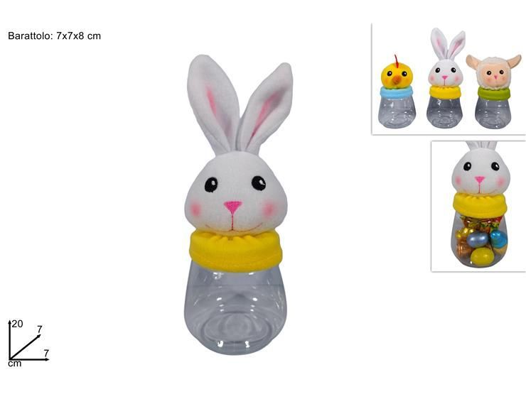 Barattolo plastica con soggetto pasqua 3 ass hx2022917/18/19