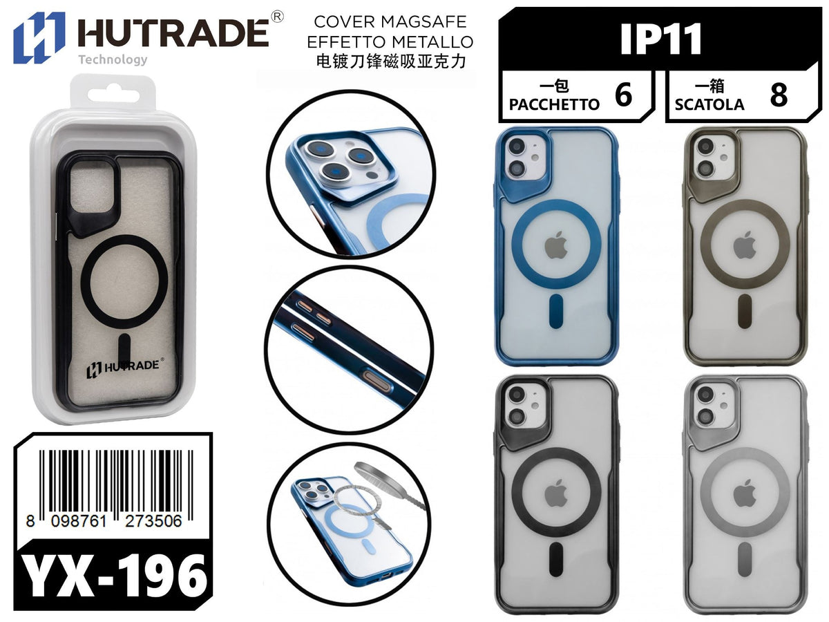 YX-196 COVER TRASPARENTE BORDO COLORATA MAGSAFE IP11