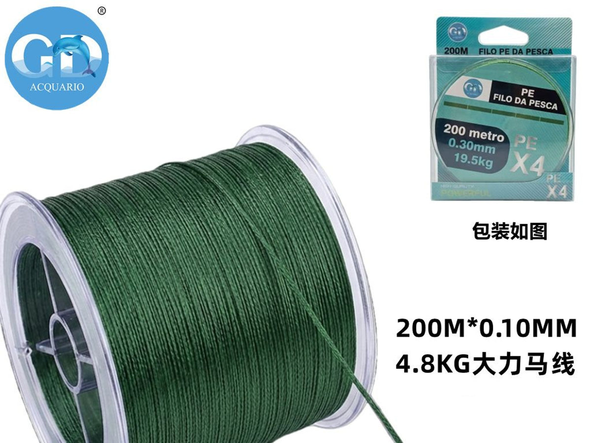 Lenza trecciata PE X4 da pesca 200 m