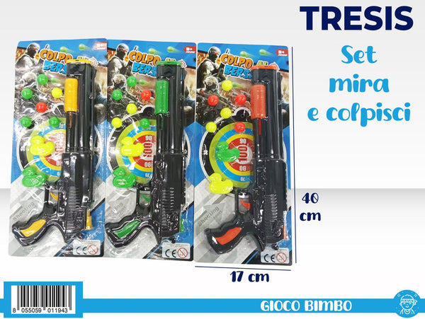TRESIS Mira e Colpisci, set fucile giocattolo con palline e bersagli
