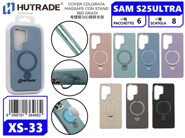 XS-33 COVER COLORATA MAGSAFE CON STAND 360 GRADI SAM S25 ULTRA
