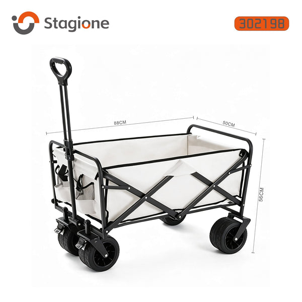 Carrello da campeggio pieghevole con telo bianco