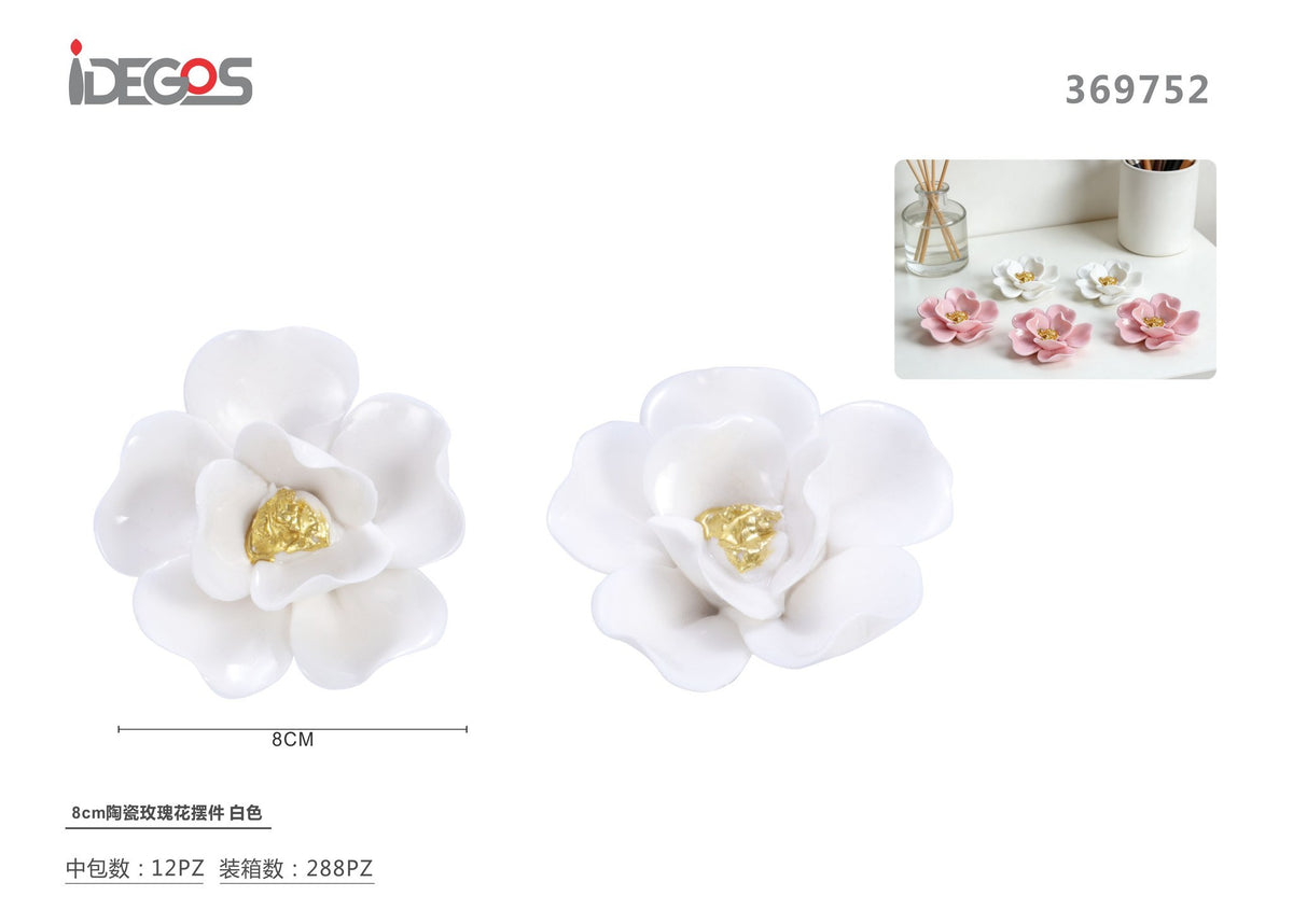 Rosa decorativa in ceramica