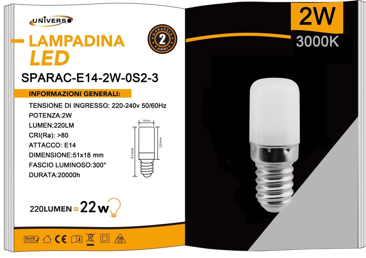 Lampadina LED Universo – SPARAC-E14-2W-0S2-3