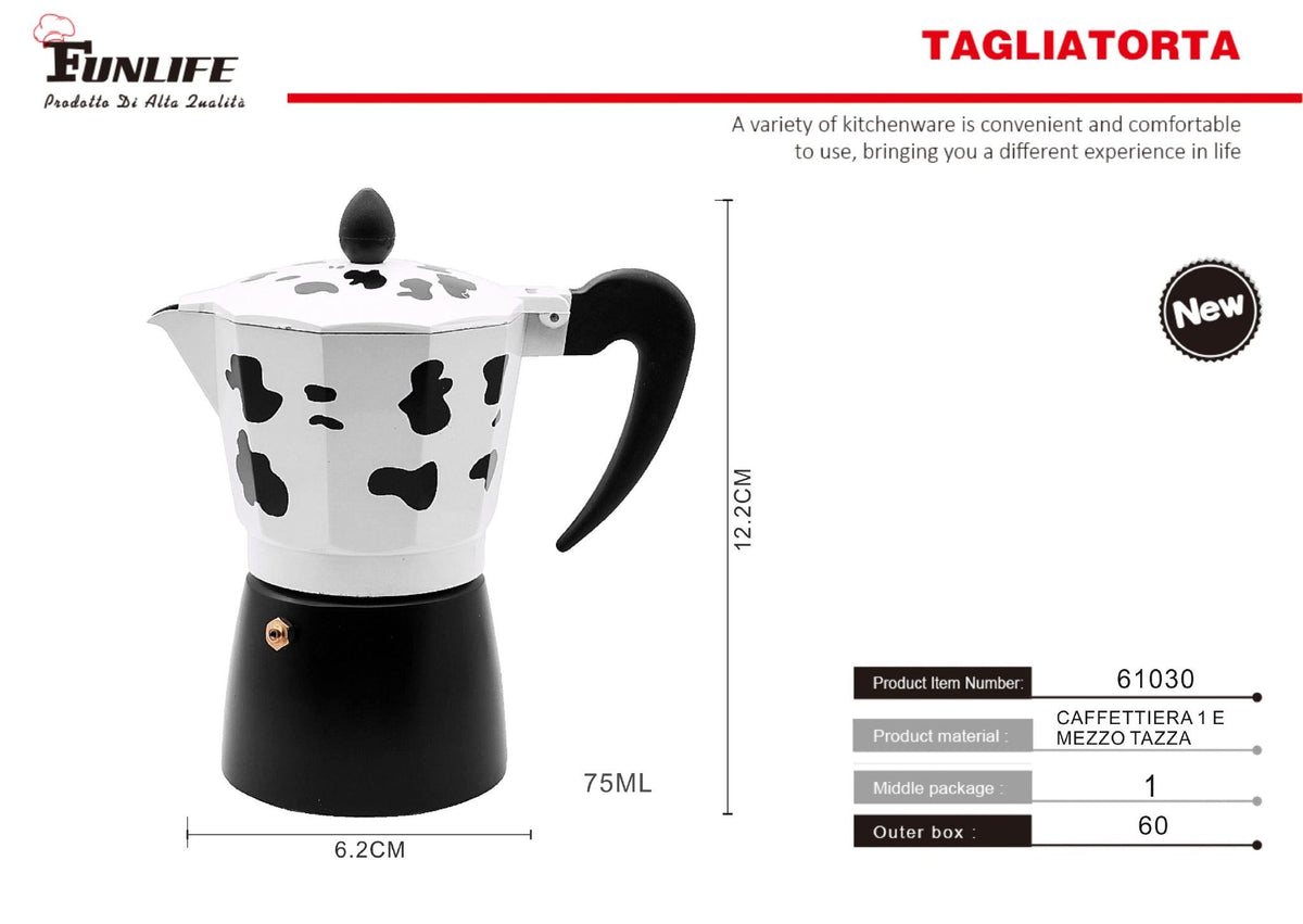 Caffettiera moka con decorazione mucca