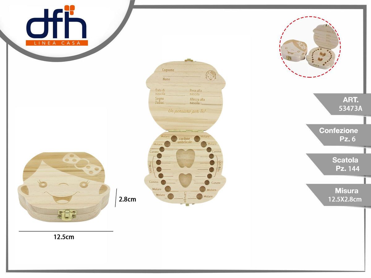 Scatola porta dentini da latte in legno femmina
