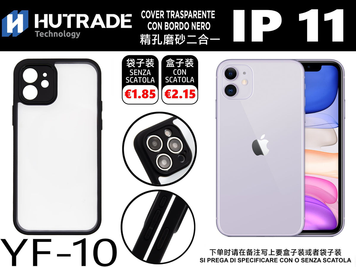 COVER TRASPARENTE CON BORDO NERO IP11 – YF10 660000