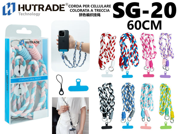 SG-20 CORDA PER CELLULARE COLORATA A TRECCIA 60CM