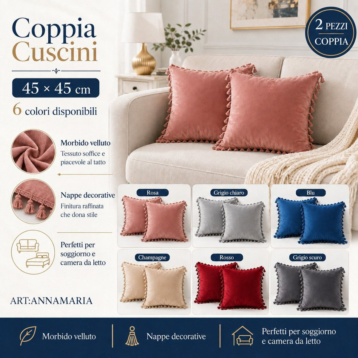 Fodera per cuscino arredo ANNAMARIA