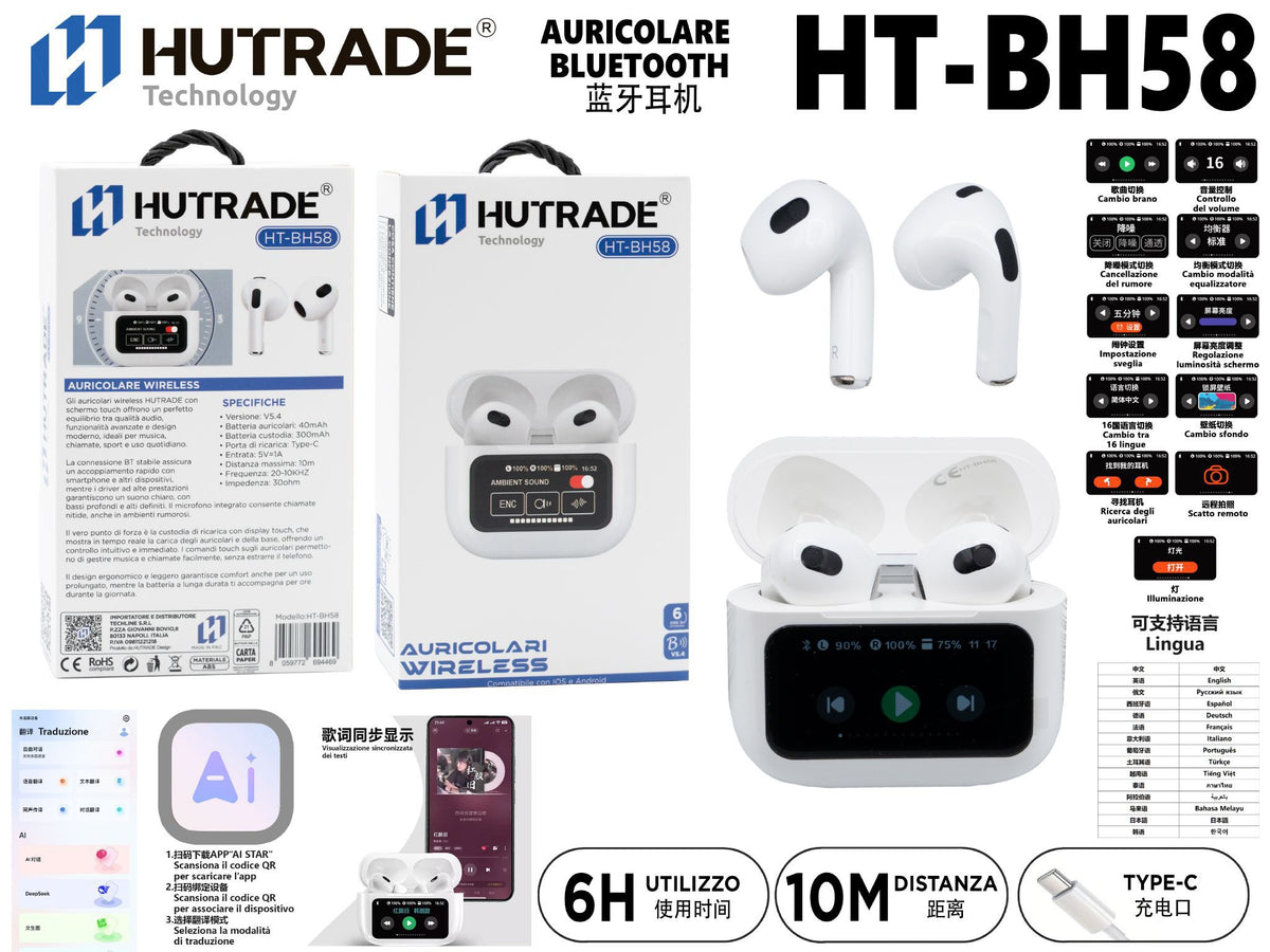 HT-BH58 AURICOLARE BLUETOOTH TWS CON DISPLAY