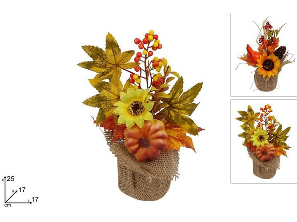 Pianta decorativa autunnale con base in juta