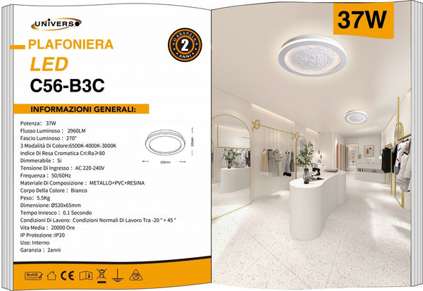 Lampada Da Soffitto Bianco Universo – C56-B3C