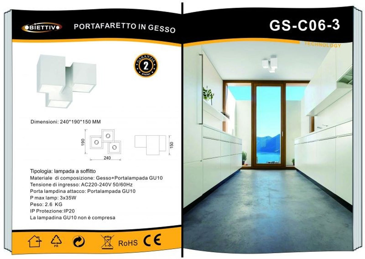 Lampada Da Soffitto In Gesso Universo – GS-C06-3