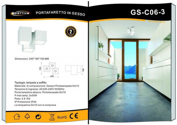 Lampada Da Soffitto In Gesso Universo – GS-C06-3