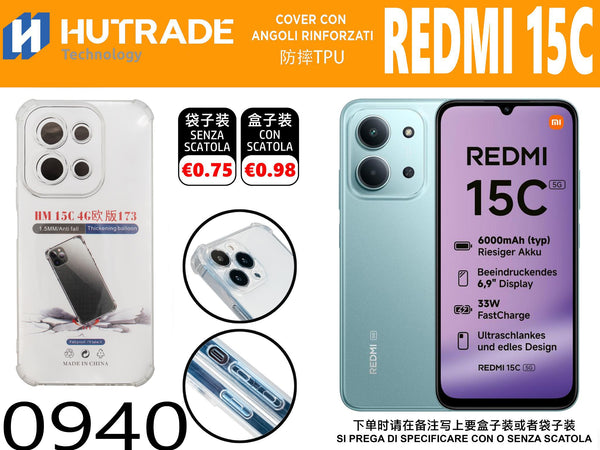 COVER TRASPARENTE BORDO ANTIURTO REDMI 15C/POCO C85 – 0940 014373