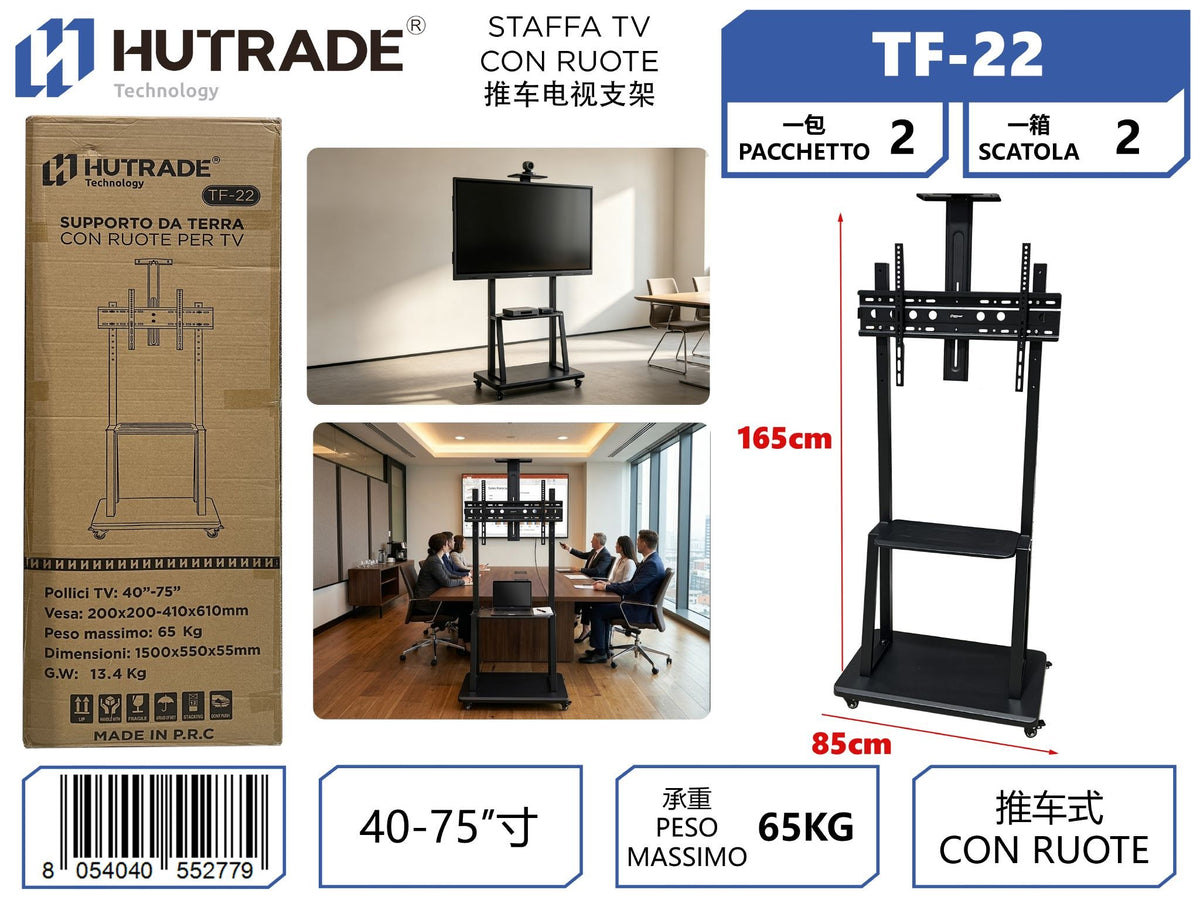 TF-22 STAFFA TV CON RUOTE 32-70 POLLICI